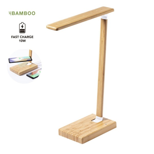 Lampe de chevet chargeur Sleya en bambou