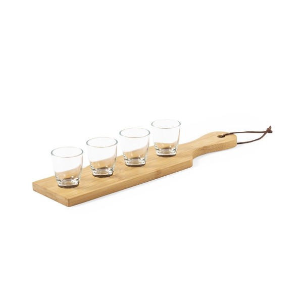 Plateau de Shot Bambou Écologique avec 4 Verres