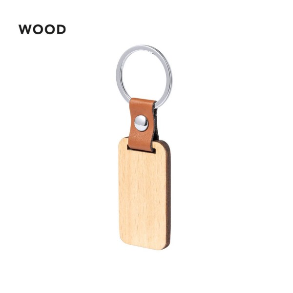 Porte-Clés Nature en Bois et Cuir