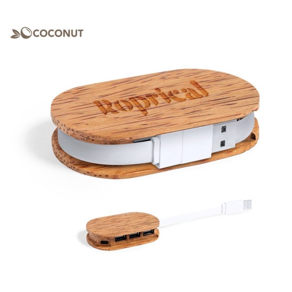 Port USB Écologique en Noix de Coco