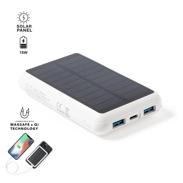 Batterie externe solaire sans fil 8000mAh