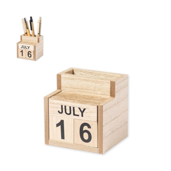 Porte-Crayons Calendrier Perpétuel en Bois